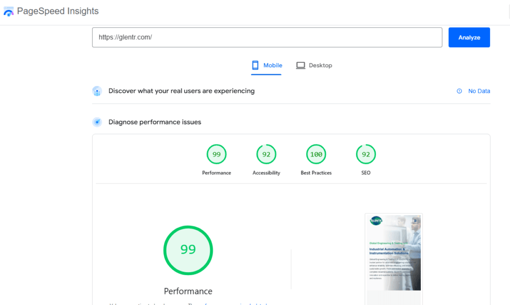Gazelle Business Solutions » Best Website Design Company and Digital Marketing Agency glentr mobile speed