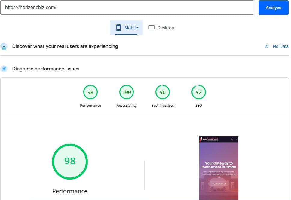 Gazelle Business Solutions » Best Website Design Company and Digital Marketing Agency horizon mobilespeed